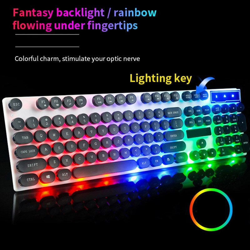 Mekanisk tangentbordsmus färgglad cool bakgrundsbelysning gamingmus och tangentbord wouse ergonomiska tangentbordsset för pc-spelare