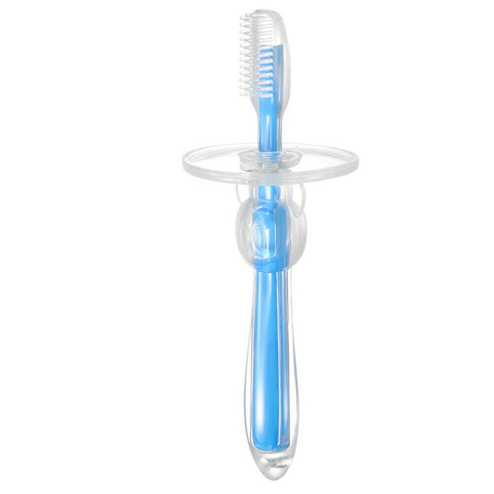 cepillo de dientes de silicona para niños lindo divertido niños Manual niños niñas cepillos de dientes: Azul