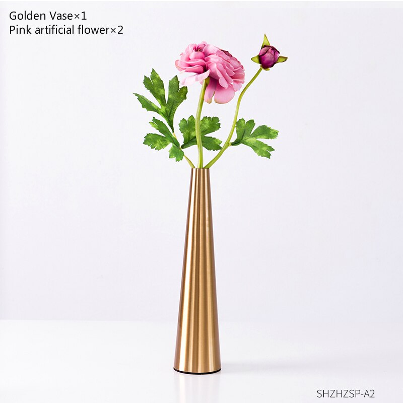 Smal mun vas bordsskiva vaser moderna minimalistiska ornament hantverk dekorativ vas i rostfritt stål metall blomvaser: Kombination 2