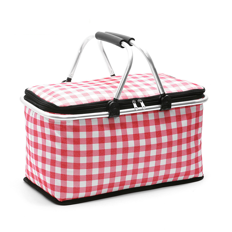 29L Picnic Waterproof Insulated Picnic Basket Outdoor pique nique Portable Picnic Box Light Foldable Food Fruit Drink Basket: red
