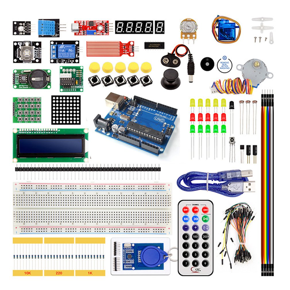 Kit de iniciación, versión avanzada mejorada, Kit de aprendizaje Rfid Lcd 1602 para Arduino Uno R3, Kit de aprendizaje de Motor paso a paso: For UNO R3 R3
