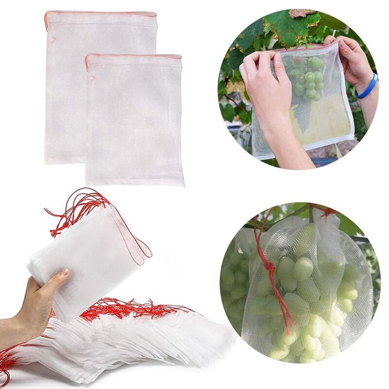 50 Packs of Fruit Covering Bags, 10" X14" Fruit Protection Bags, Nylon Fruit Bags, Reusable Garden Mesh Bags