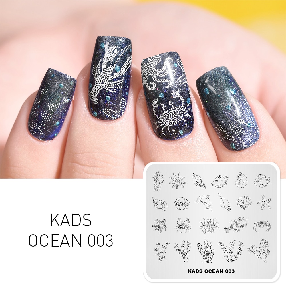 1 Pc Nail Stempel Plaat Tools Voor Nail Dark Ocean Serie Art Stamping Stempel Template Stencil Voor Stempelen Oceaan kleur