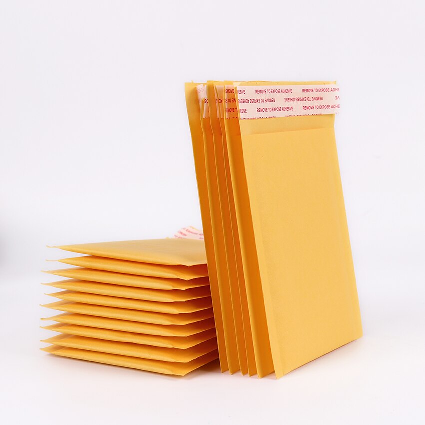 5PCS The Yellow Kraft Bubble Mailers Padded Envelopes Bag 110*130mm Self Seal Bag School Office Supplies