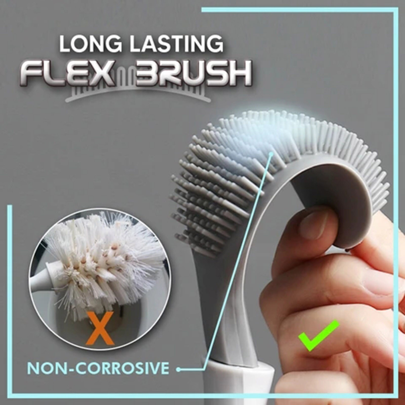 Bathroom Cleaning Tool Holder With Toilet Brush Wall-Mounted Silicone Retractable Toilet Brush No Dead End Cleaning Brush Set