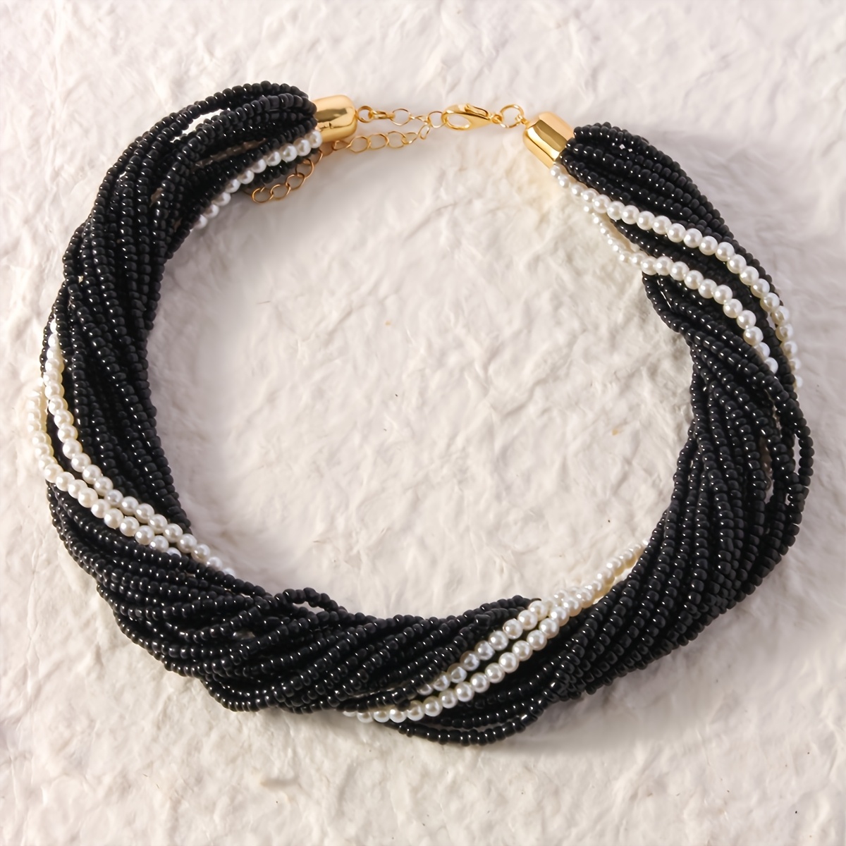 Collar bohemio de cuentas de arroz multicapa colorido para mujer, Color caramelo Vintage, vacaciones de verano, abalorio de playa, de joyería: Azul de zinc