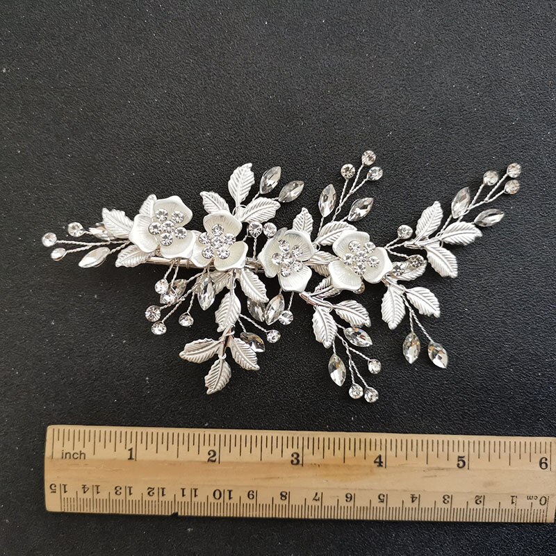 Slbridal handgemaakte oostenrijkse kristal bruids haarspeldjes haarspeldjes haarspeldjes bruidsmeisjes sieradensets: Zilveren haarspeld