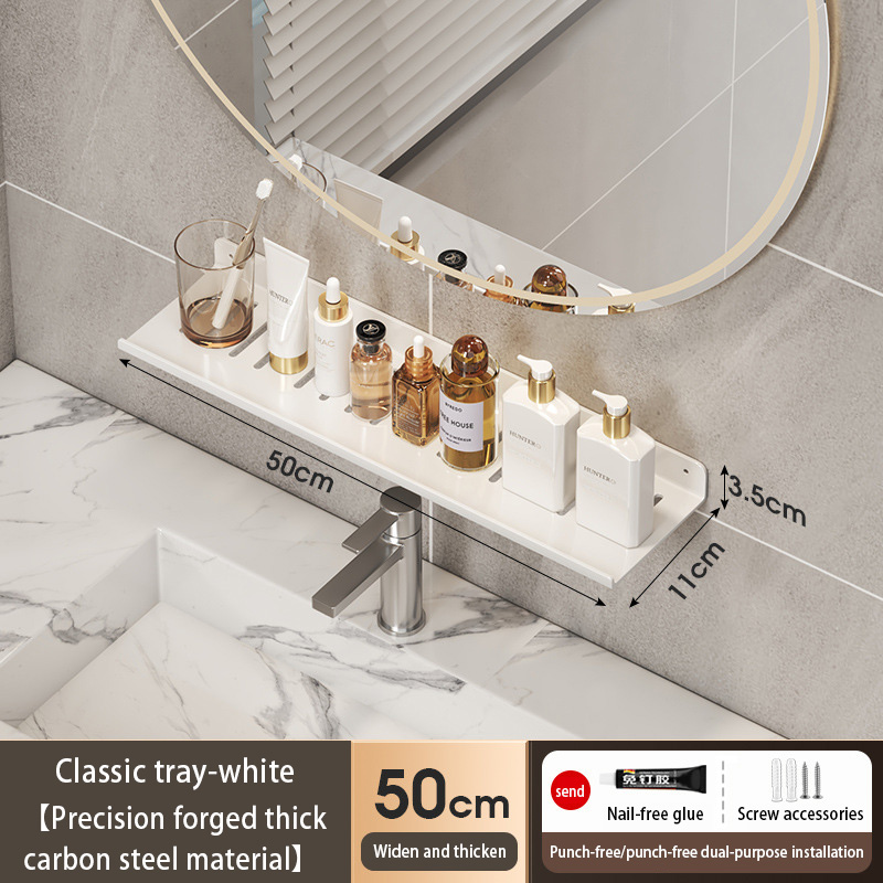 Bathroom U-Shaped Rack Wall Mount Floating Shelf Over Sink Organizer Wash Basin Groove Rack Punch-Free Storage Accessories