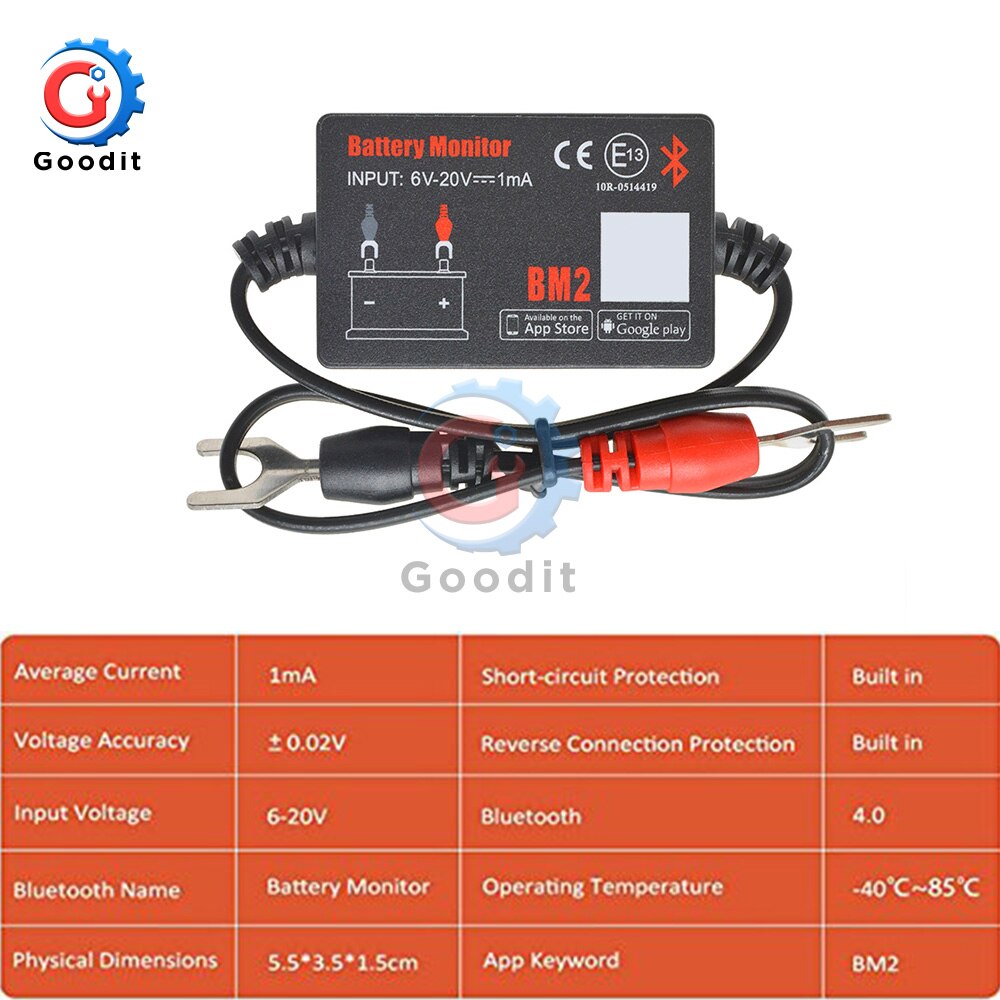 BM2 Battery Analyzer Tester Multimeter 12V Bluetooth 4.0 Battery Monitor for Car Diagnostic Tool Digital Analyzer Multimeter