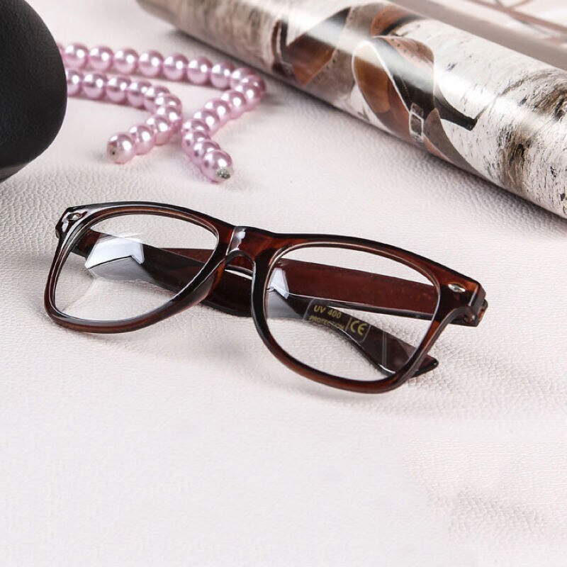 Mayitr 1pc Nerd Clear Glasses Clear Lens Geek Glasses 16 Colors Plain Mirror Plastic Full frame Eyeglasses Eyewear: brown