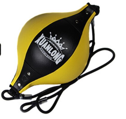 PU Leder Doppel Ende Bodybuilding Boxen Geschwindigkeit Ball Boxsack Professionelle Erwachsene Fitnessraum Birne Mit Inflator Fitness Ausrügestochen: Gelb Schwarz