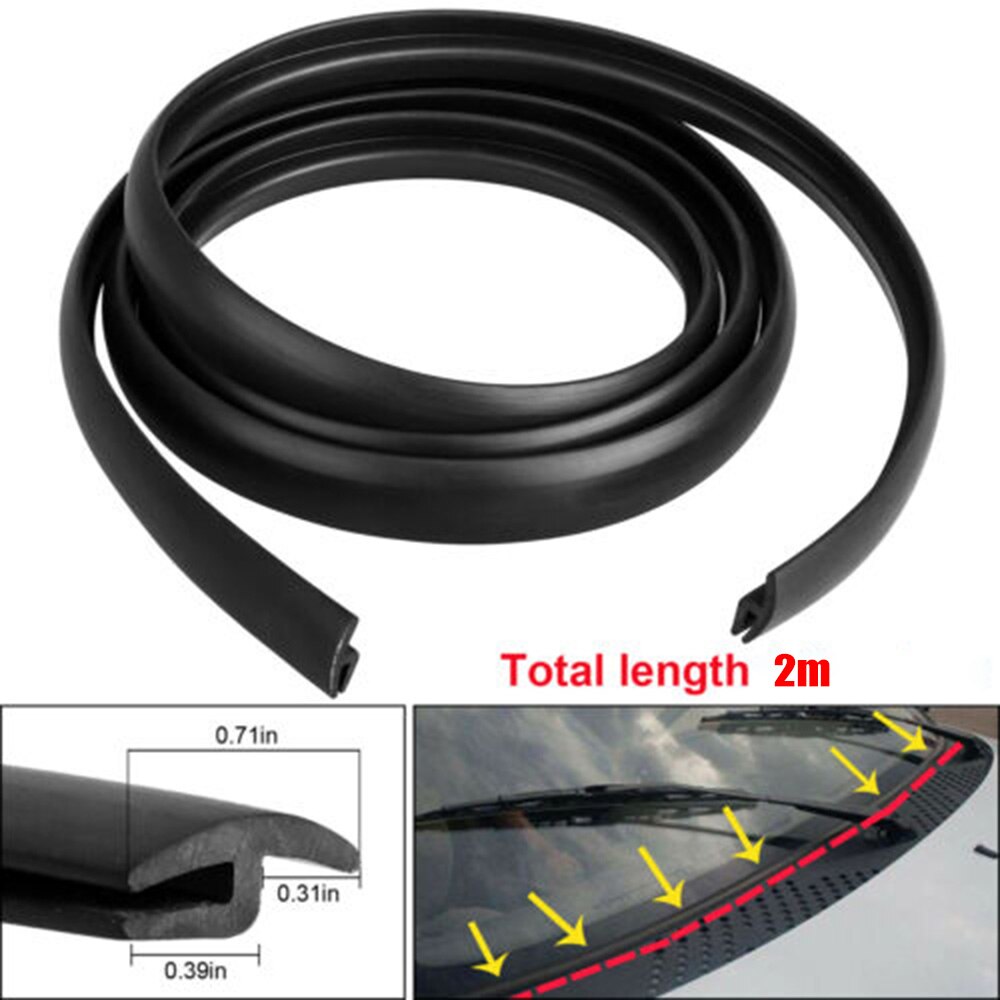 1Roll Voorruit Zonnedak Afdichting Seal Strip Trim Rubber Zwart Vulstoffen Voor Auto 2M 18Mm/0.70Inch
