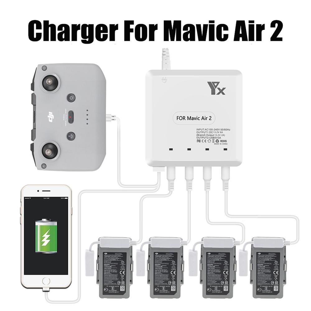 Voor Dji Mavic Air 2 Oplader Afstandsbediening Batterij Snel Charing Hub Multi Oplader Voor Mavic Air 2 Drone Uitbreiding accessoires