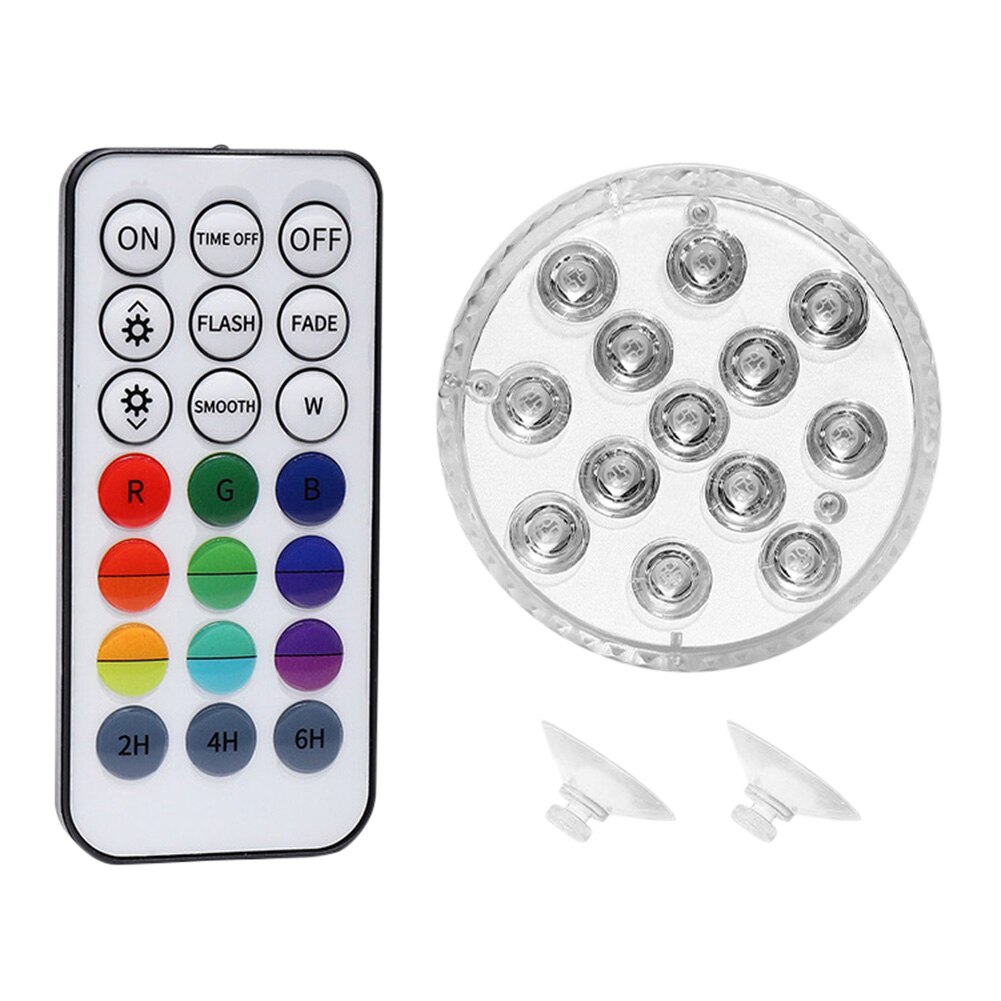 13 LED Submersible Light with Magnet Suction Cup RF Remote Control 16 Colors Swimming Pool Underwater Night Lamp for Aquarium