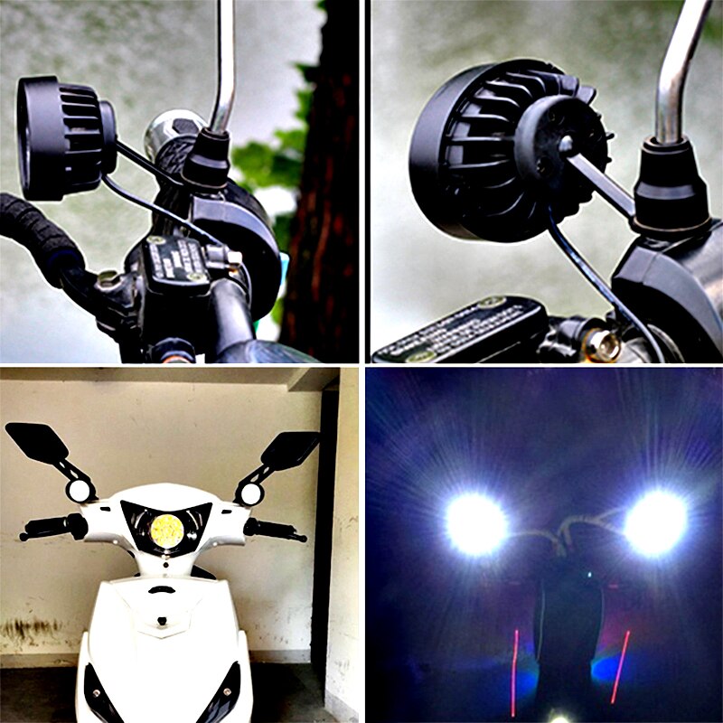 Huiermeimi Motorfiets Koplampen 12V 24W LED Moto Spotlight Zijspiegel Verlichting Motor Rijden Koplampen Spot Werk Lampen DRL