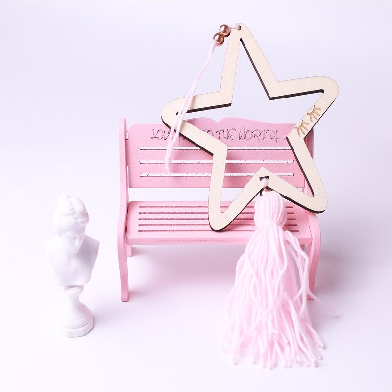 eins nordisch Holz quaste Sterne Dekor Banner Baby Zimmer Dekoration Bettwäsche Stoßstangen freundlicher Party Fahnen freundlicher Mädchen Zimmer Dekor