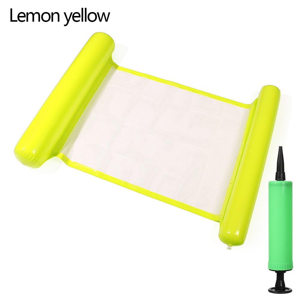 1SET Summer Amusement Inflatable Pool Floats Water Hammock Relax Swimming Floating Chair Beach Pool Accessories With Air Pump: lemon yellow