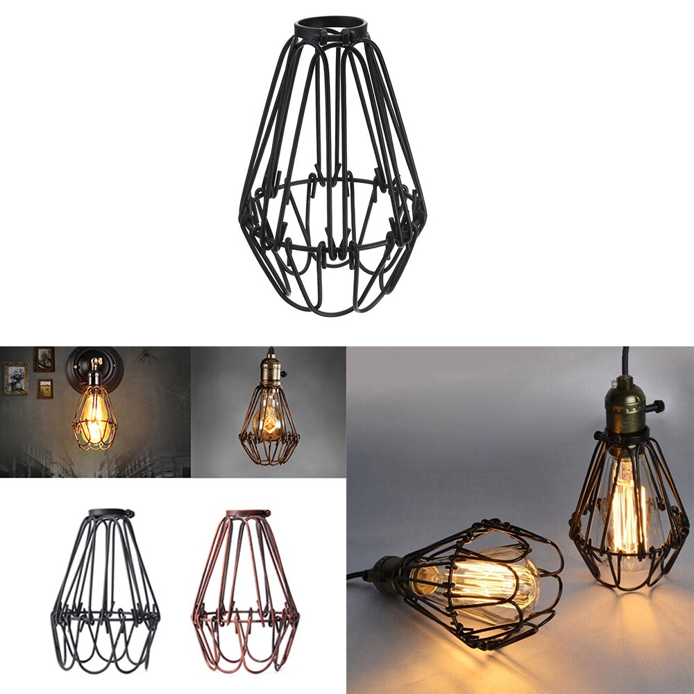 Vintage pendel pære  e27 hængende lamper retro metal lampeskærm moderne bur køkken industriel indendørs belysning 2 farver
