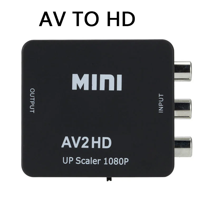 1080P RCA AV Zu HDMI-kompatibel HD zu AV Verbund Adapter Konverter AV2HD Audio Video Kabel CVBS AV Adapter mit USB Kabel: Black