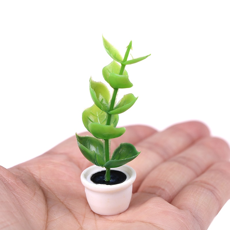 Groene Miniatuur Accessoires Mini Plastic Boom Ingemaakte Simulatie Potplanten Model Speelgoed Voor 1:12 Poppenhuis Decoratie
