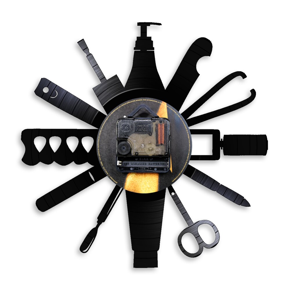 Neglerom tegn veggklokke neglesalong verktøy manikyr årgang vinyl tallerken veggklokke skjønnhetssalong dekorasjon negl tekniker