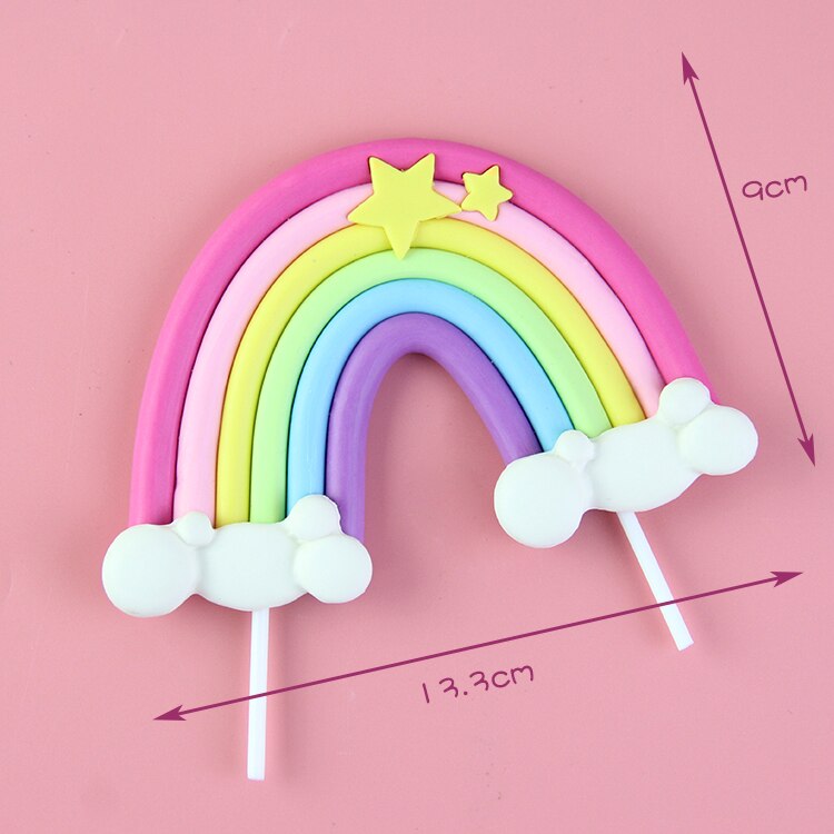 Rainbow Birthday Cake Topper Party Supplies with Rainbow Clouds Balloons Happy Birthday Cake Decorations for Rainbow Theme Party: 3
