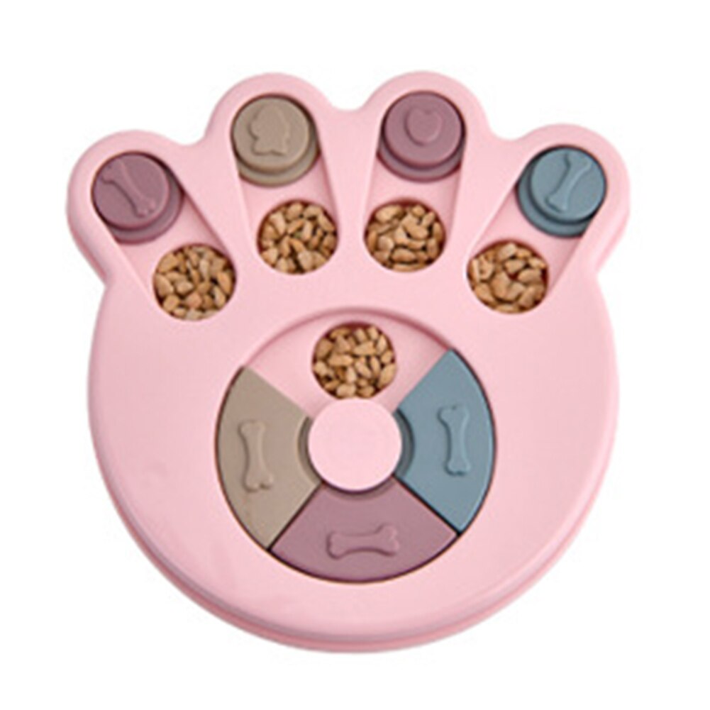 Creatieve Trage Voedsel Kom Voor Kleine Middelgrote Honden Puppy Voeden Doseren Training Disc Plastic Interactieve Puzzel Speelgoed: A Pink