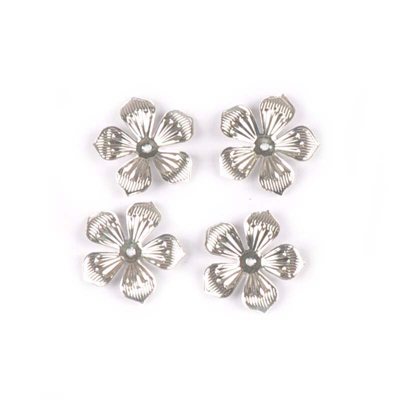 50 Uds. Y flores doradas con filigrana de conectores/Plateadas/bronce, adornos para álbum de recortes DIY, decoración hecha a mano para el hogar, artesanía de Metal Yk0742: silver