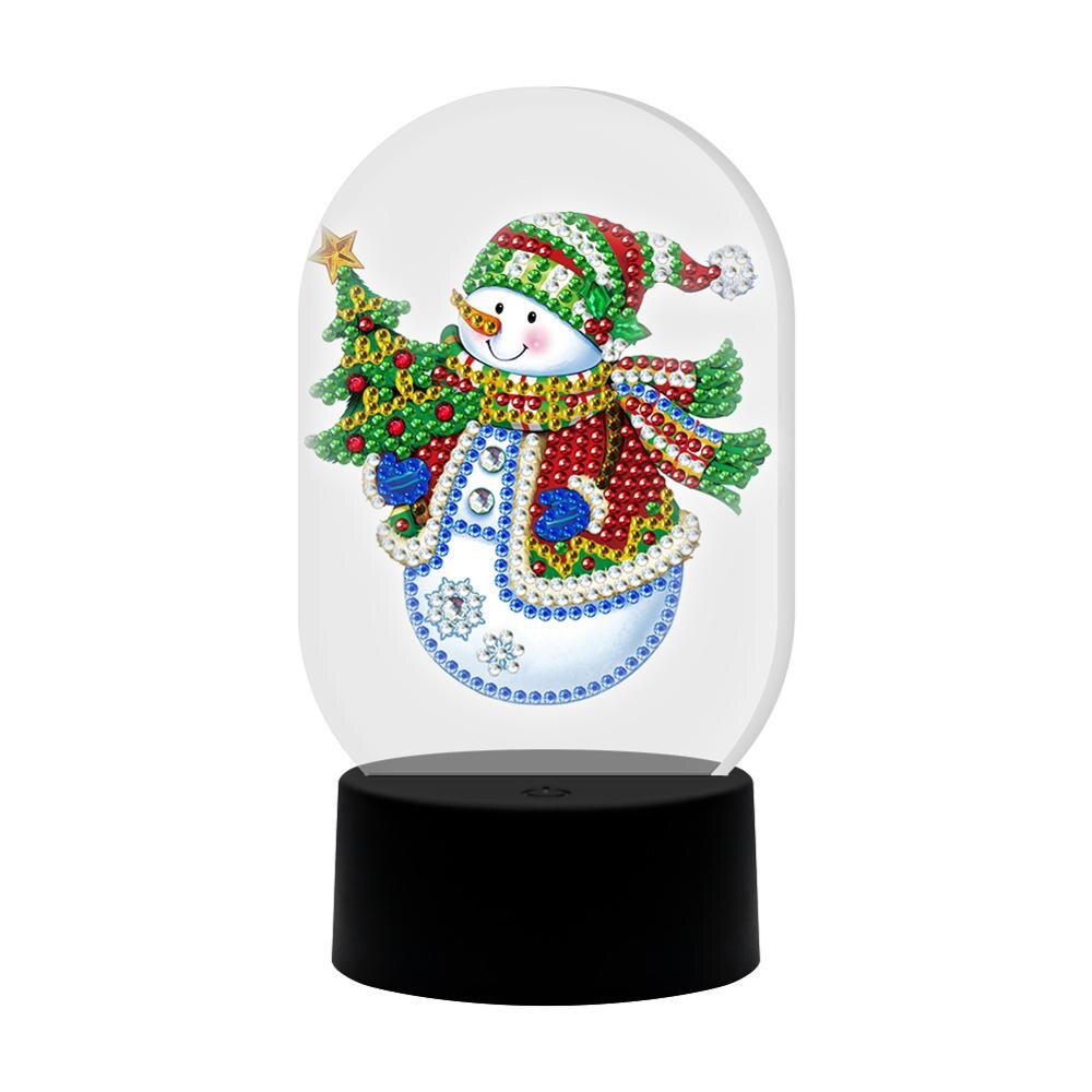 Cuadro de Navidad con diamantes de Navidad, bordado con luz LED, decoración de noche, punto de cruz, artesanal