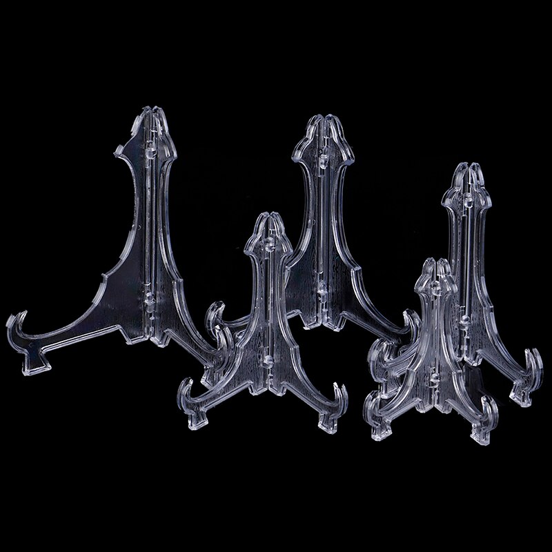 ! 5 stk mini klar plast mynt mineraler plater kort emblem display staffeli stativ holder