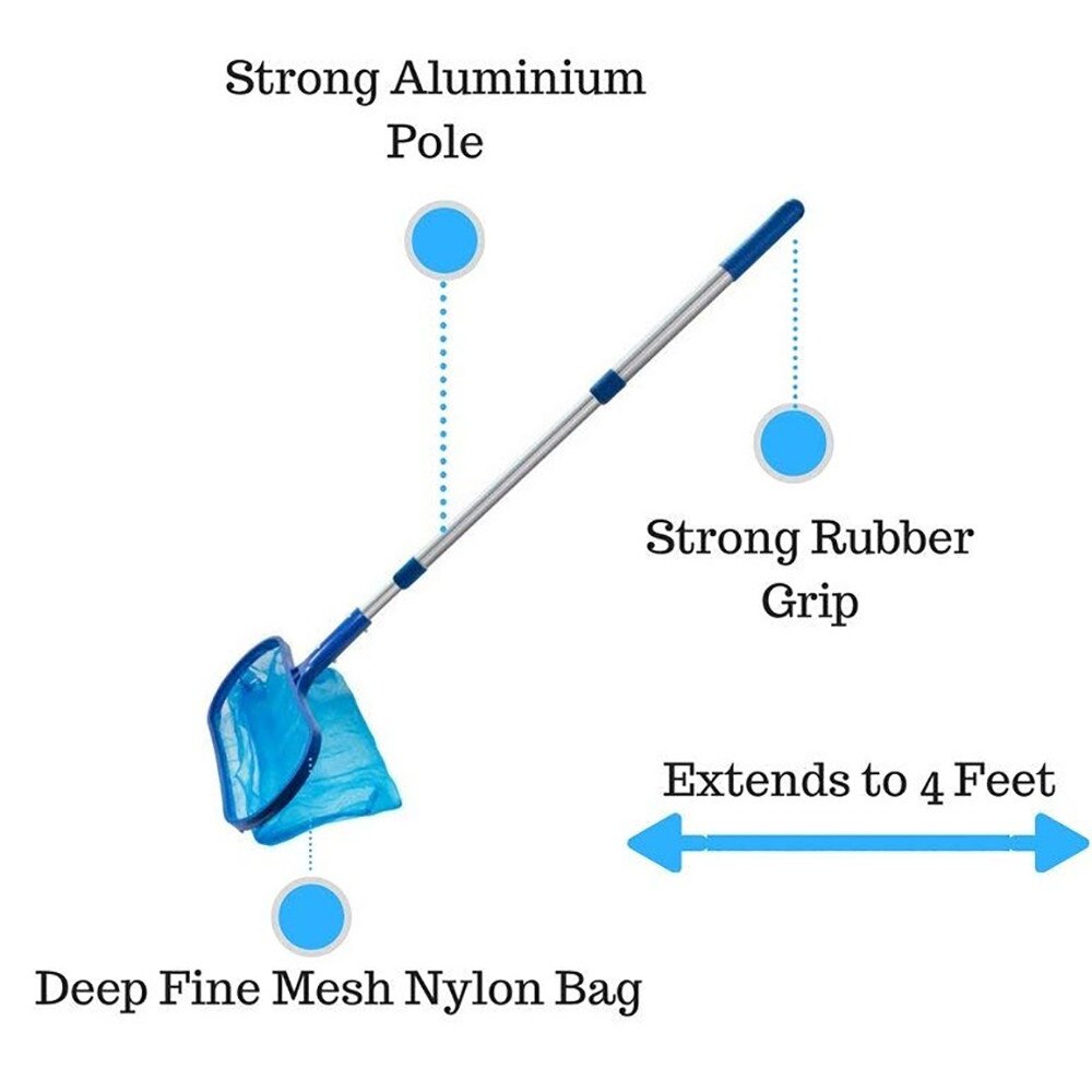 F# Swimming Pool Cleaning Net Leaf Rake Deep Bag Telescopic Skimmer Net Aquarium Rescue Pool Cleaning Mesh Tools