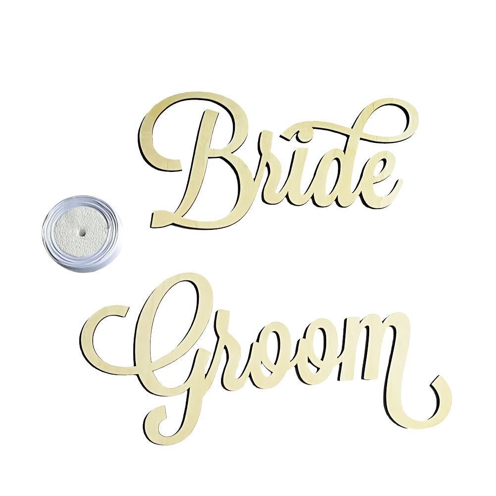 2pcs Rustic Wedding Wooden Chair Sign Bride and Groom Chair Signs Wood Signs Photo Props Wedding Decoration