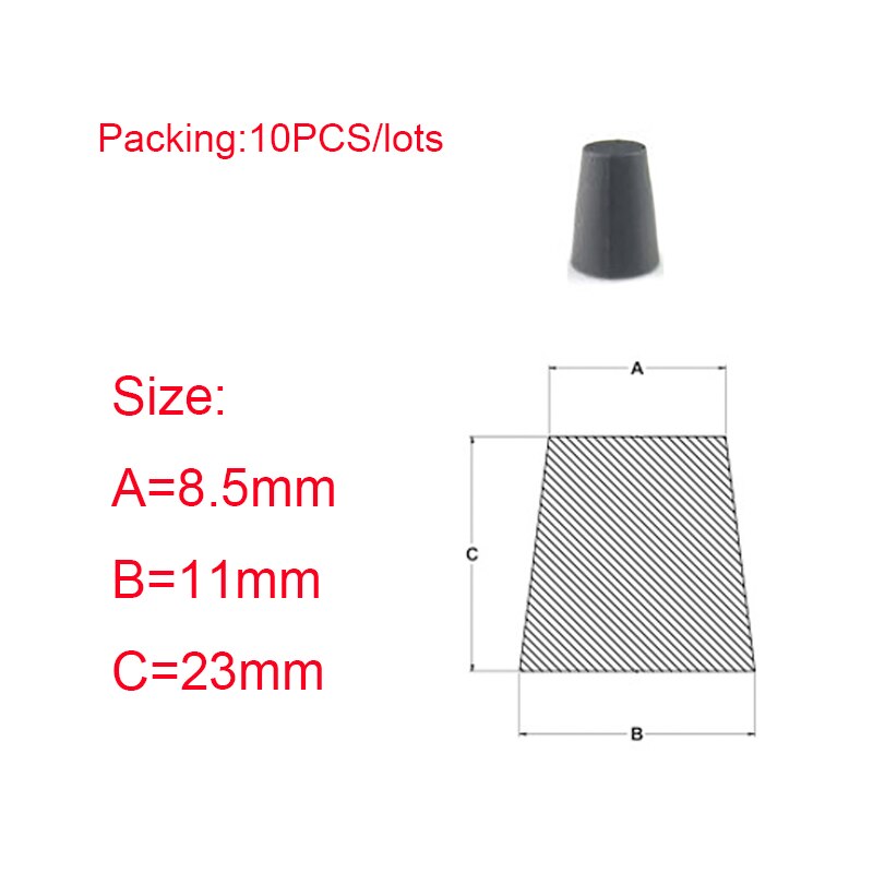 Black Stoppers Sealing End Cover Caps /High Temp Bungs /Conical Silicone Rubber Plug /Flask Tapered Tube /Masking Hole Stopper: 8.5x11x23mm-10PCS