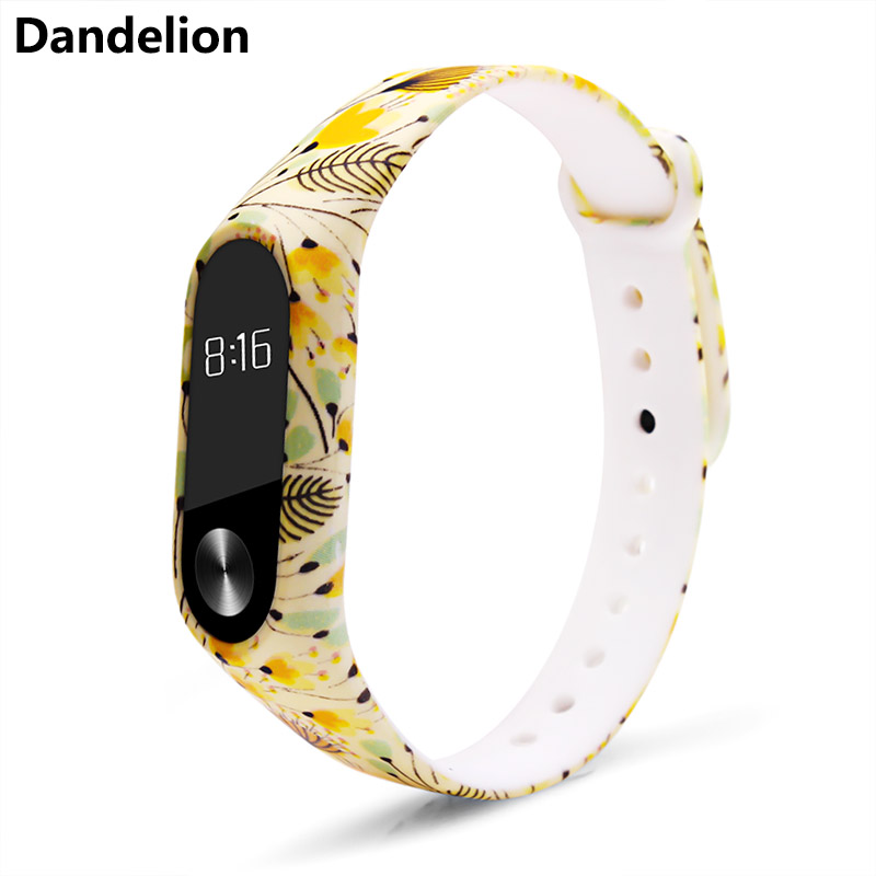 BOORUI Miband 2 Accessories mi band 2 strap colored Special Silicone Strap belt for Xiaomi Mi Band 2 Smart Bracelets Smartband: Dandelion