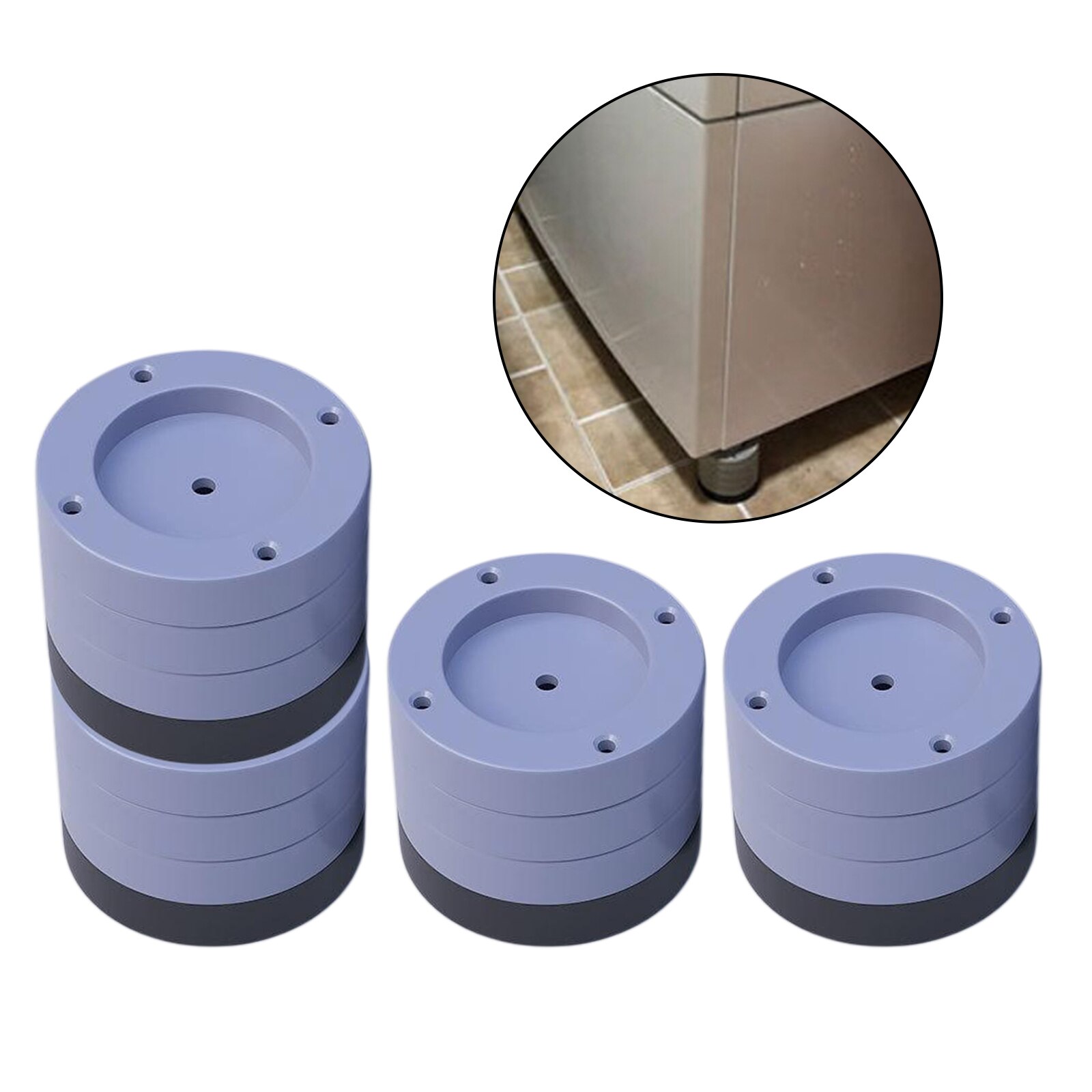 4 Pcs Rubber Base Washer and Dryer Anti Vibration Mat Pads for Refrigerator