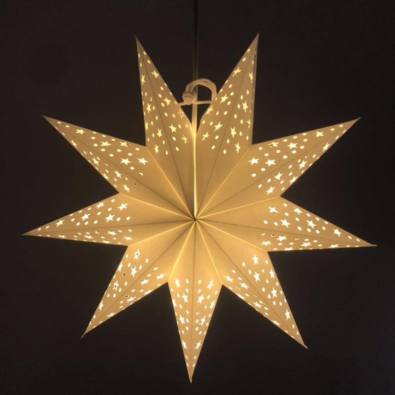 2 stk stjerner lanterne stjerneformet pentagram festforsyning lofthængende papir til bryllupsfødselsdag