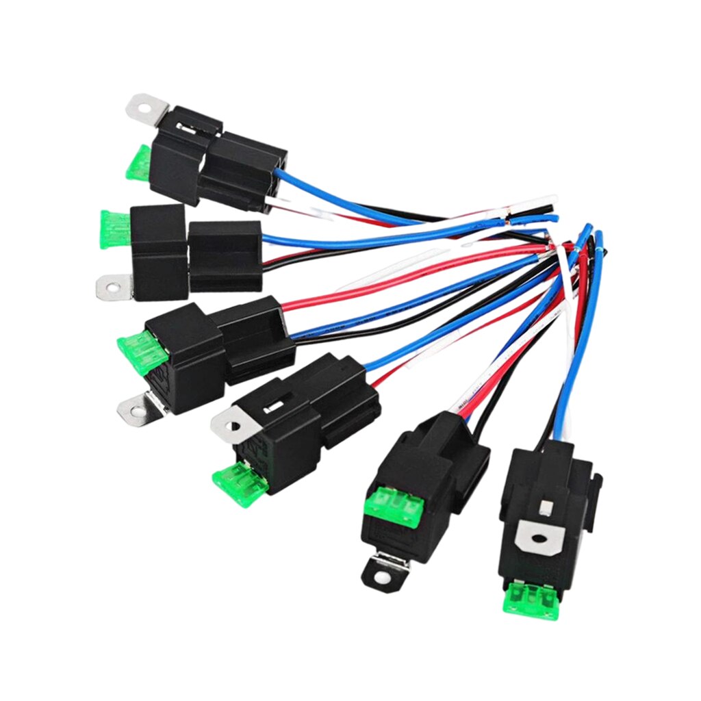 6 Pack 5PIN Automotive Relay Switch Harness Kit 30A Fuse 14AWG Wire 14 AWG Wires Fuse Relay car Truck Socket kit