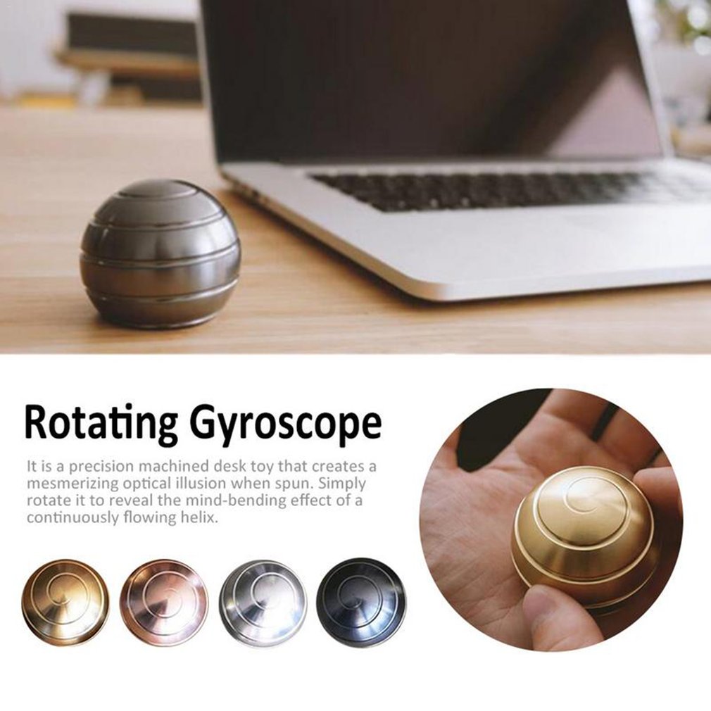 Ball Shape Metal Desktop Decompression Rotating Spherical Gyroscope Desk Toy Metal Gyro Illusion Flowing Finger Toy