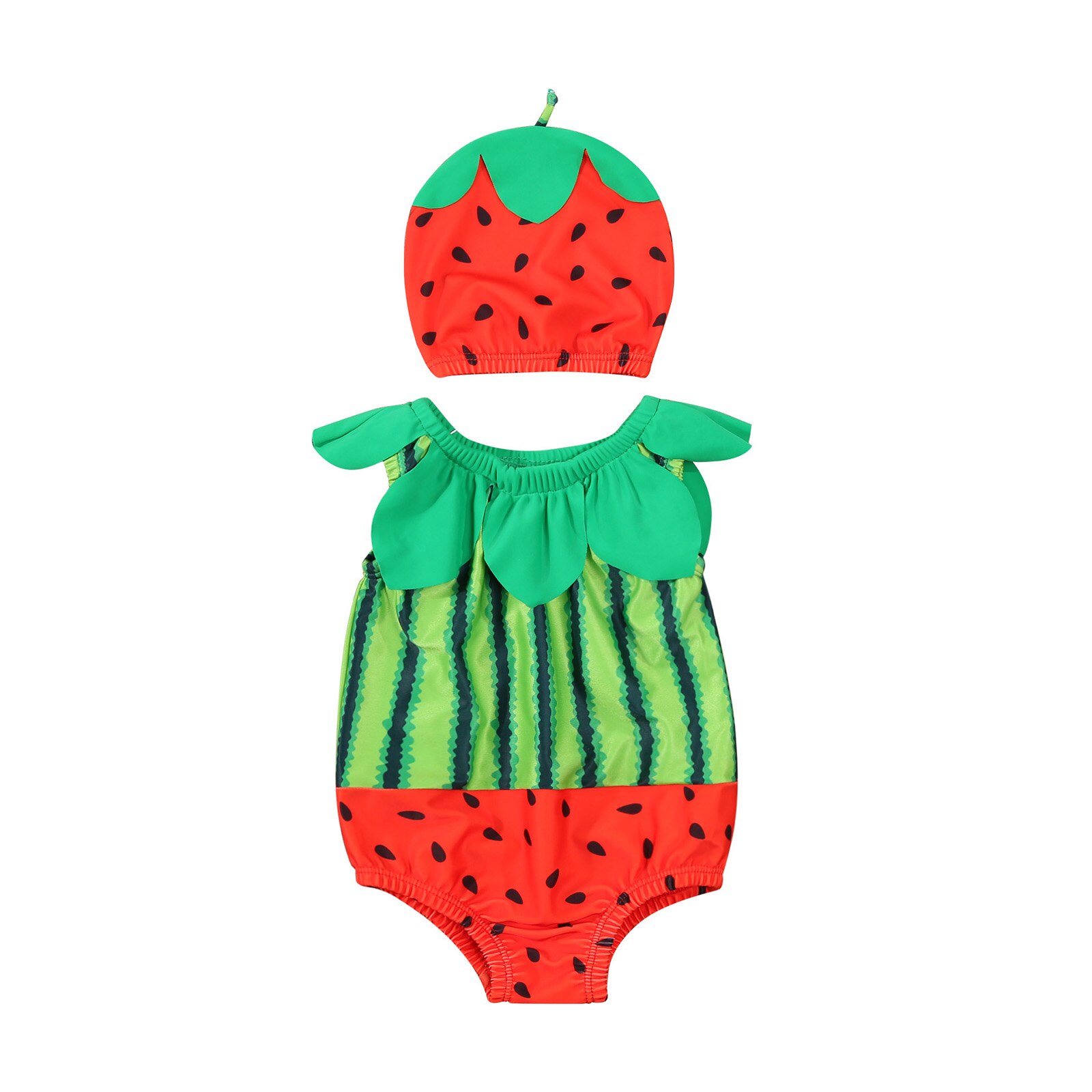 Peuter Baby Kid Meisje Jongen Een Stuk Badpak Watermeloen Bodysuit + Hoed Outfits Leuke Badmode Badpak