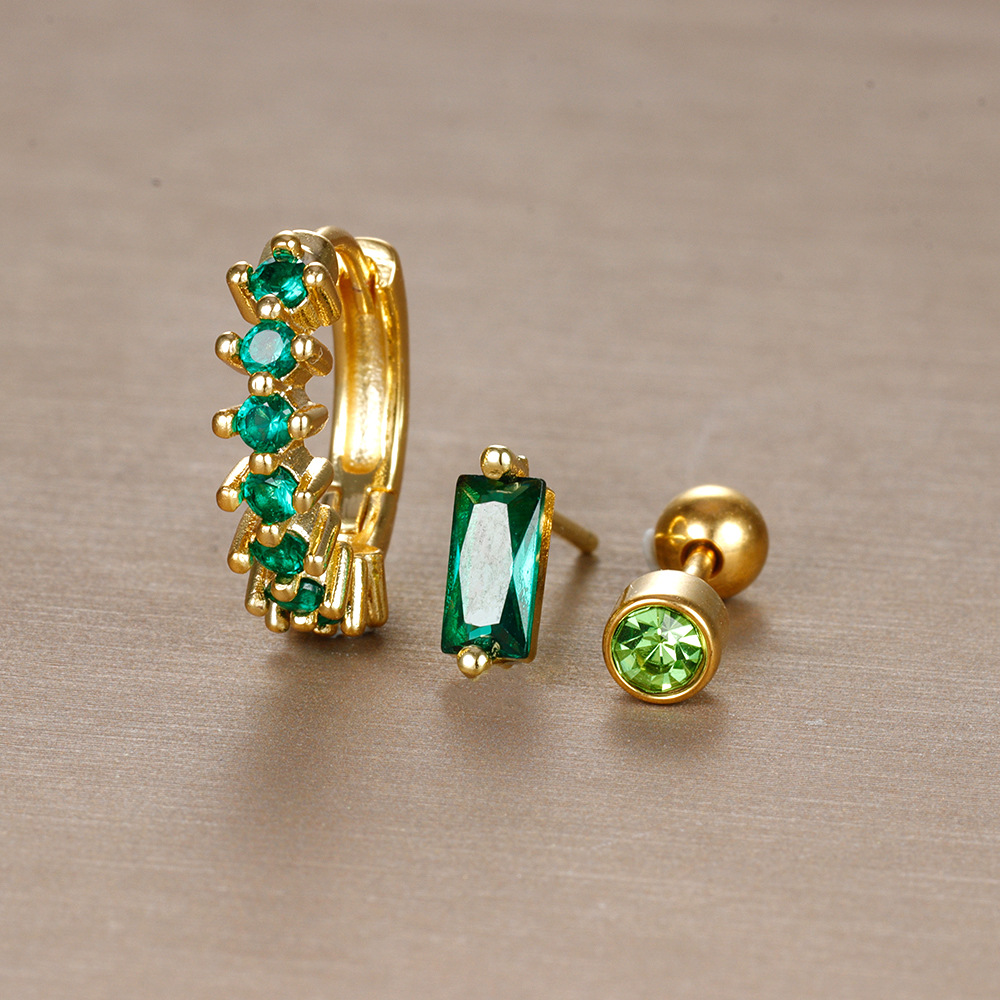 Conjunto de pendientes de aro de círculo redondo para mujer, aretes pequeños de acero inoxidable para Piercing de cartílago, joyería, 3 uds.: Color acero