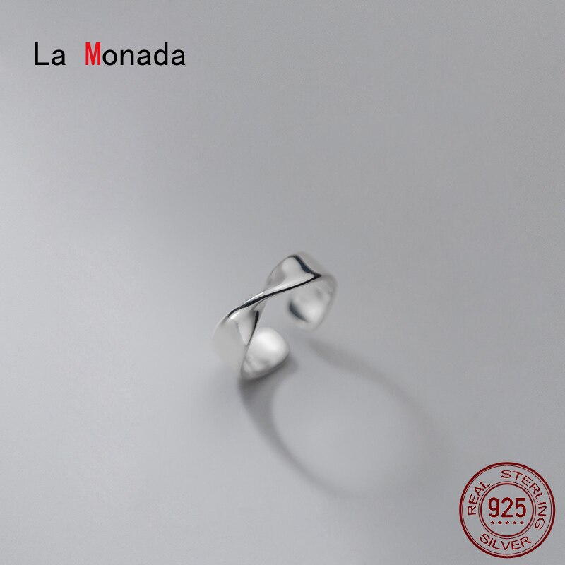 La monada 44-49mm 925 anéis de prata esterlina para mulher dedo pequeno torção prata 925 jóias para mulher anel no dedo para meninas