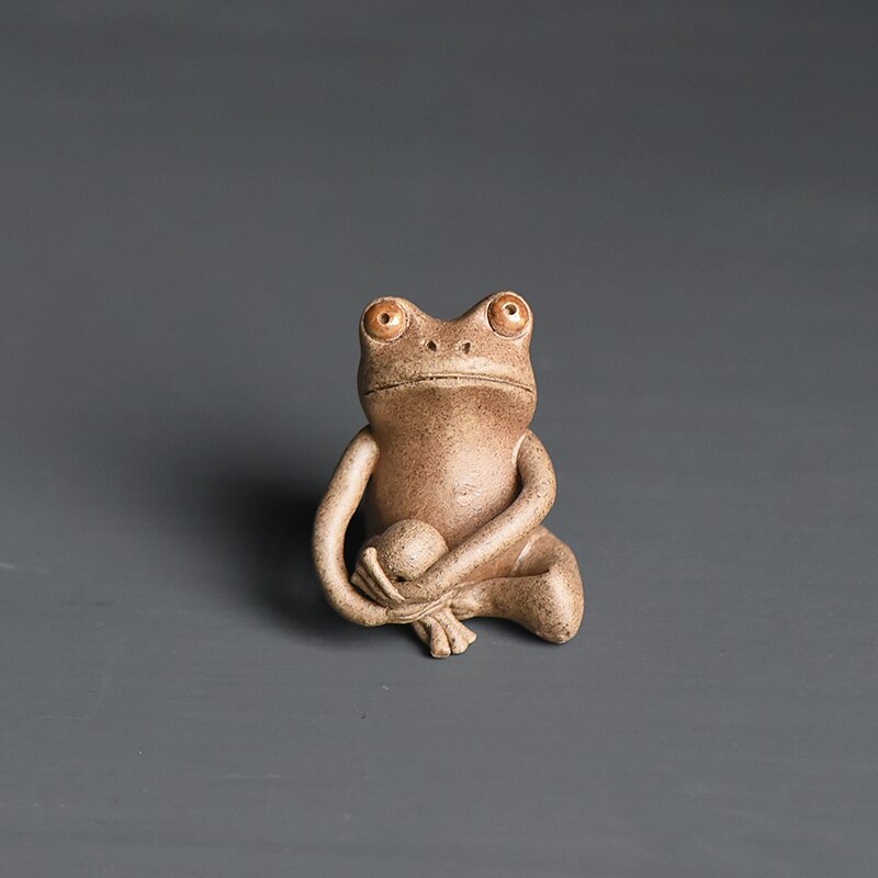Jingdezhen keramik ornamenter dyr frø statue te kæledyr/urtepotte bonsai feng shui indretning håndværk heldig boutique skulptur: F
