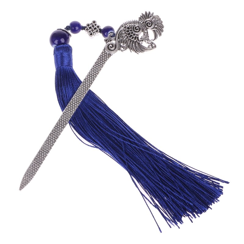 Chinese Style Vintage Classic Metal Bookmark Tassel Beads School Office Supplies P82A