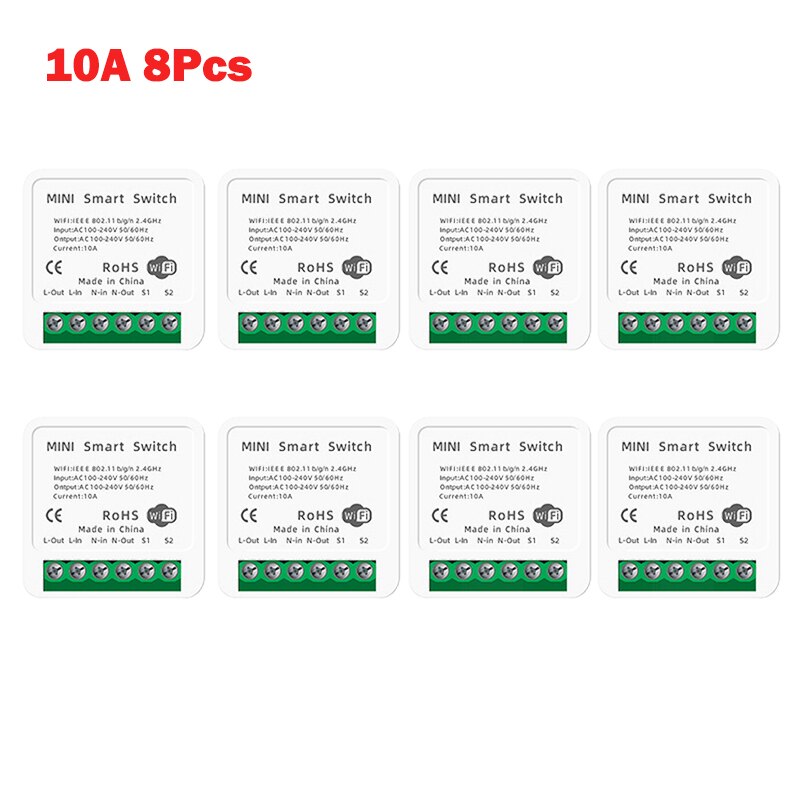 10A/16A MINI Wifi Smart Switch Timer Wireless Switches Smart Home Automation Compatible With Tuya Alexa Google Home: 10A 6pcs