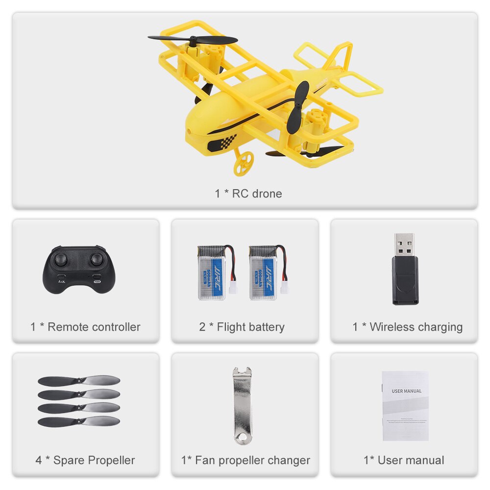 JJRC H95 RC Plane Mini Airplane Altitude Hold Function Auto Hover Headless Mode 360 Rotation One Button Takeoff Outdoor Toy: Yellow 2B