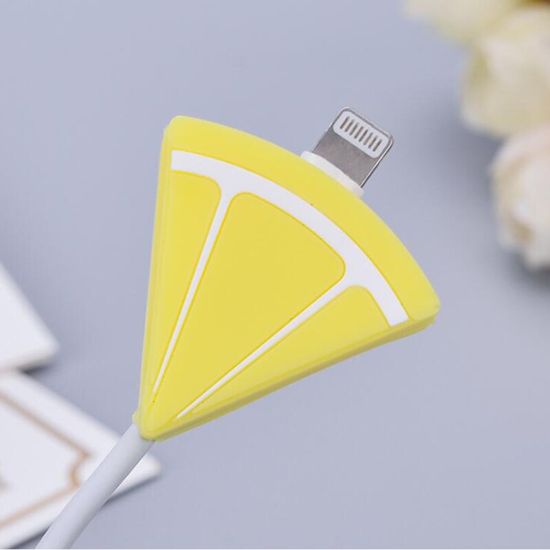 CHIPAL Bite Cute Fruit Cable Protector for iPhone USB Cable Protector Chompers Avocado Pizza Charger Wire Holder Accessories: Lemon