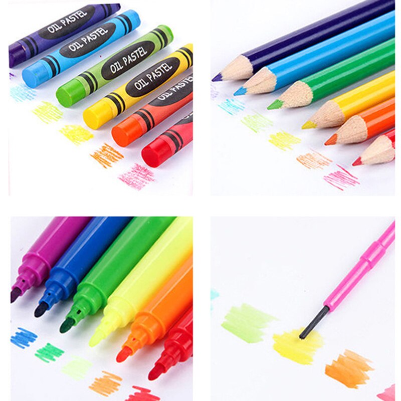 208 PCS Kid disegnare Set matita colorata pastello acquerelli penne disegno Set giocattolo disegno arte pennarelli materiale scolastico regali per bambini