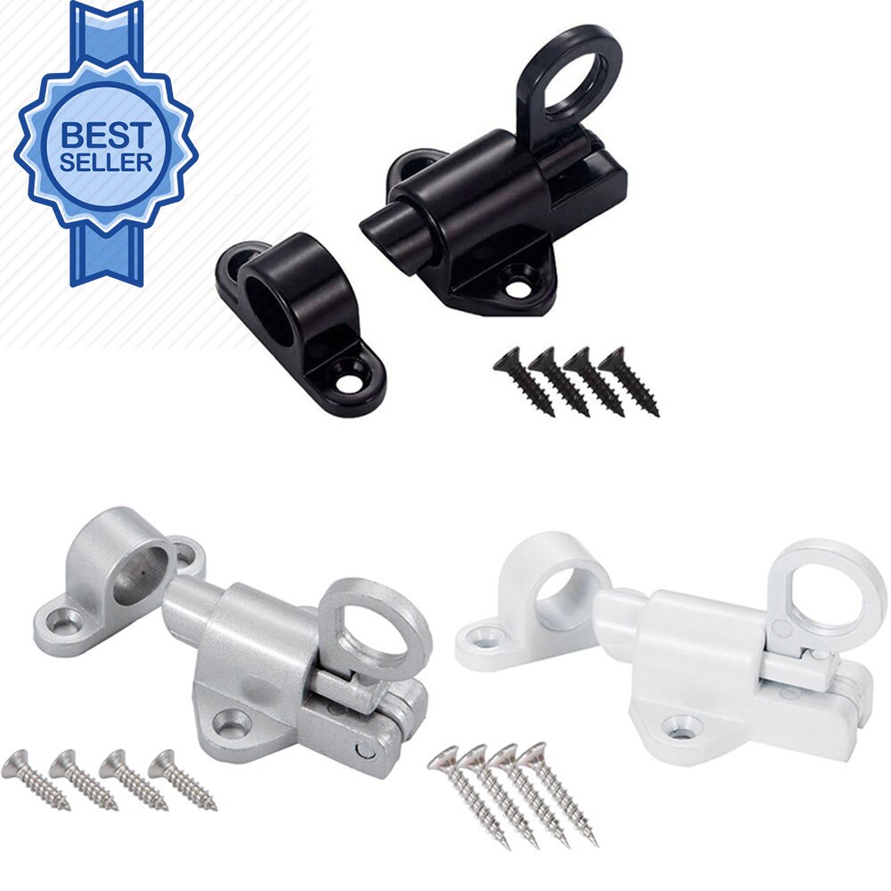 Aluminum Alloy Door Latch Window Gate Safety Pull Ring Spring Bounce Security Home Sliding Latch Hasp Lock
