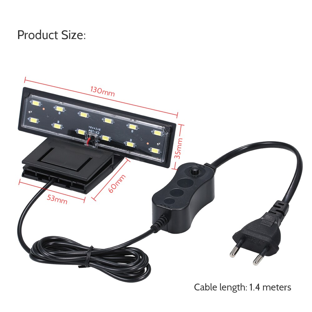 AC220V 6W 12 LED Aquarium Light Fish Jar Lamp White Light Portable Aquarium LED Lighting