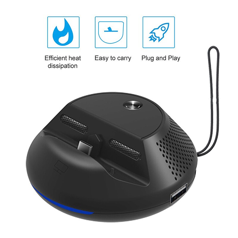 Station de support de Base de Dock de TV de Type C de convertisseur portatif de HDMI de refroidissement circulaire pour le commutateur de Nintendo noir